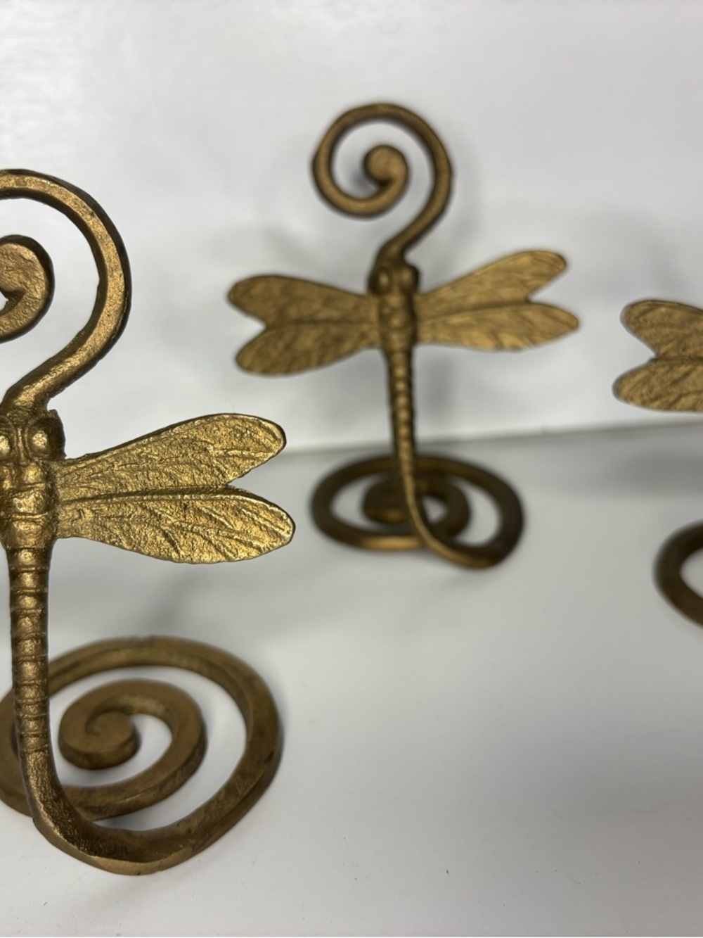 (4) Whimsical Gold Dragonfly Table Card Holders- Decorative Home Fairycore Decor - Picture 2 of 9